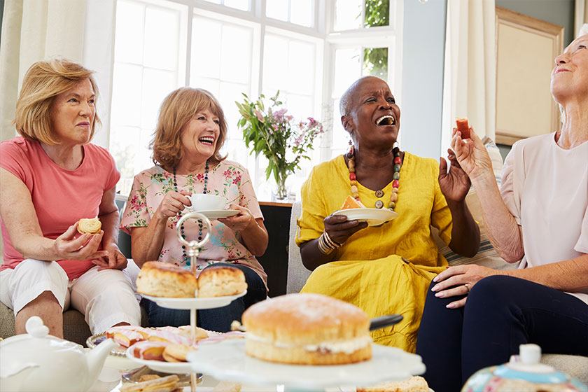 Senior Friends Enjoying Afternoon Tea