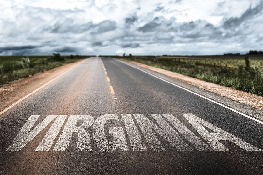 Virginia sign on road